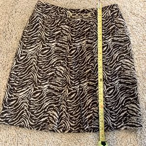 Brown/cream leopard print wool skirt